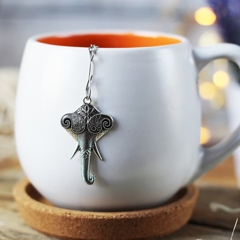 Elephant tea ball infuser for herbal tea, Tea infuser charm elephant - Teapots & Teacups - Stainless Steel Silver