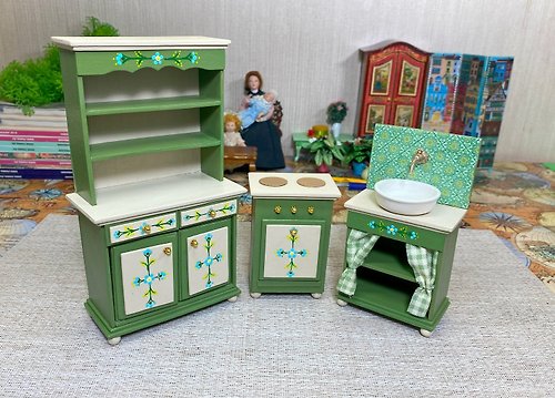 OlgaDollhouseArt TUTORIAL. A set of kitchen furniture on a scale of 1:12. Miniature dollhouse. Fu