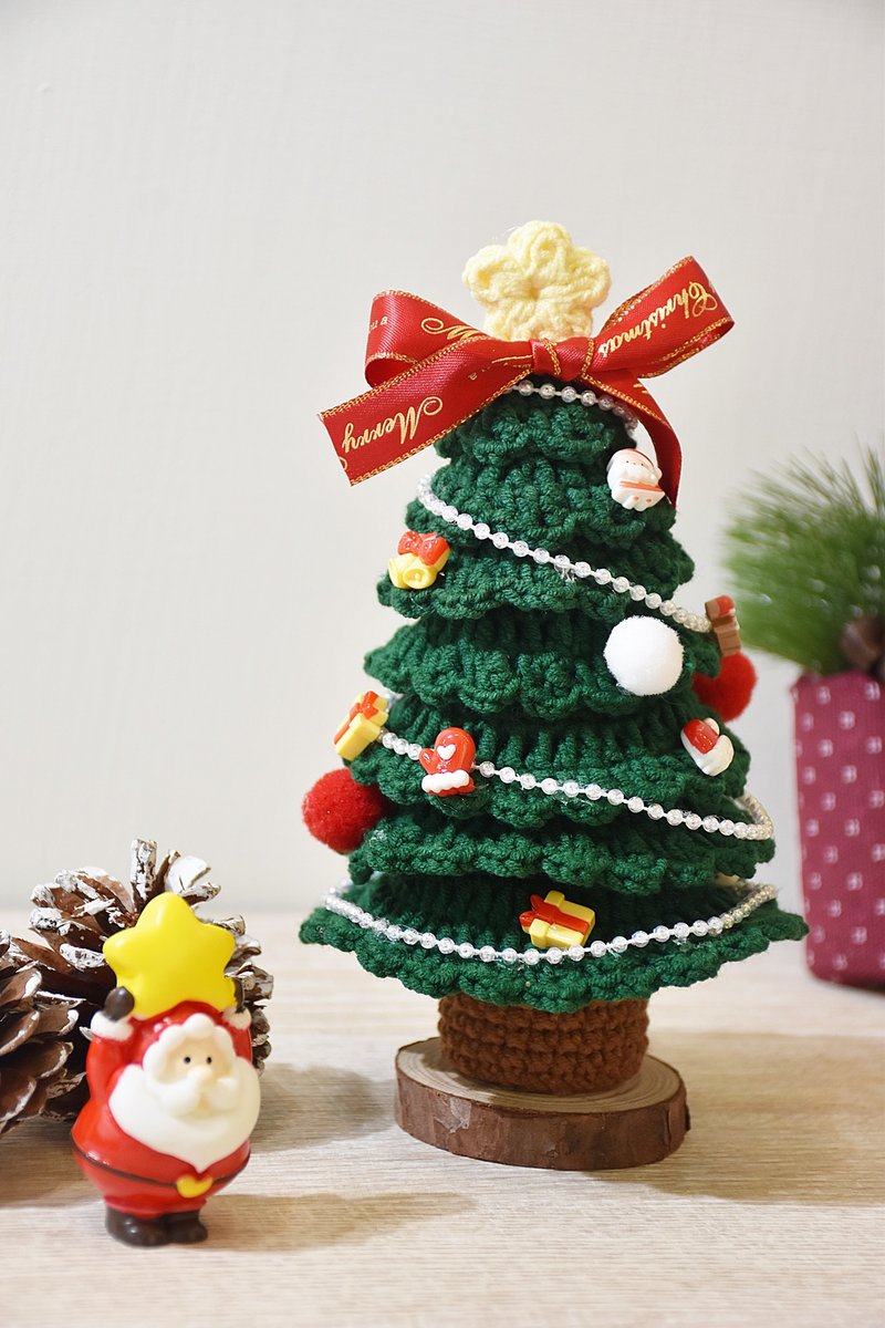 純手工限量版針織聖誕樹 聖誕禮物 交換禮物 - 乾燥花/永生花 - 絲．絹 白色