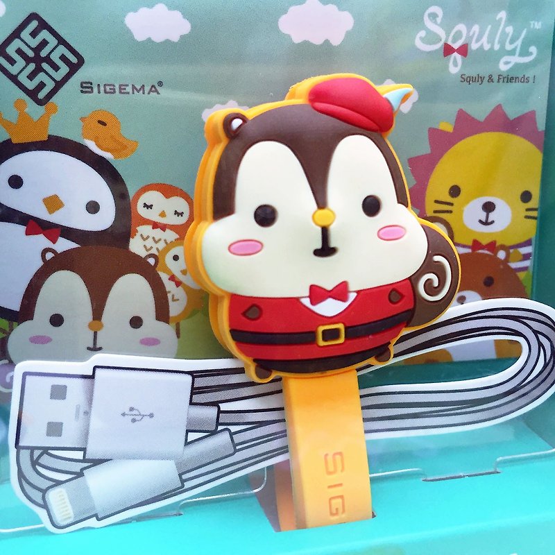 Squirrel Cartoon Character Cable Winder Plus (Little Red Riding Hood - Squly) - - Cable Organizers - Rubber Red