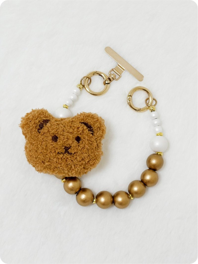 熊抱抱泡泡 ロングネックレスセット - スマホアクセサリー - 木製 