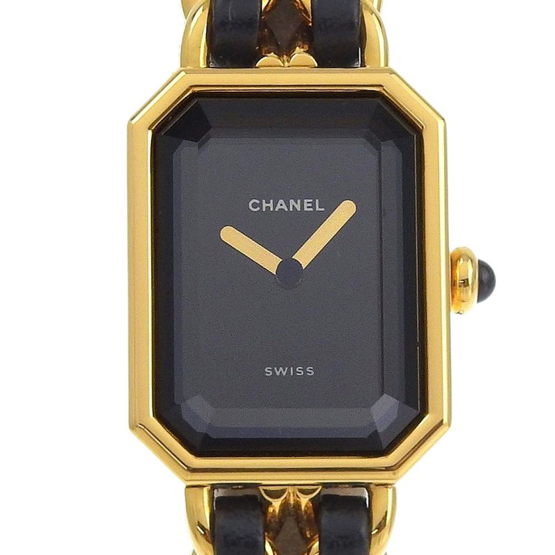 【日本直送】シャネル CHANEL プルミエールM 腕時計 H0001 金メッキ×レザー クオーツ アナログ表示 ブラック文字盤 レディース【中古】 - 女錶 - 其他金屬 黑色