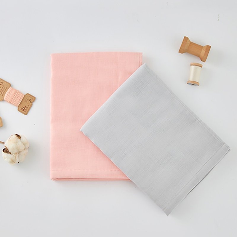 MARURU Japan-made baby muslin bath towel - Peach Pink/ Silver Gray XL - Towels - Cotton & Hemp Pink