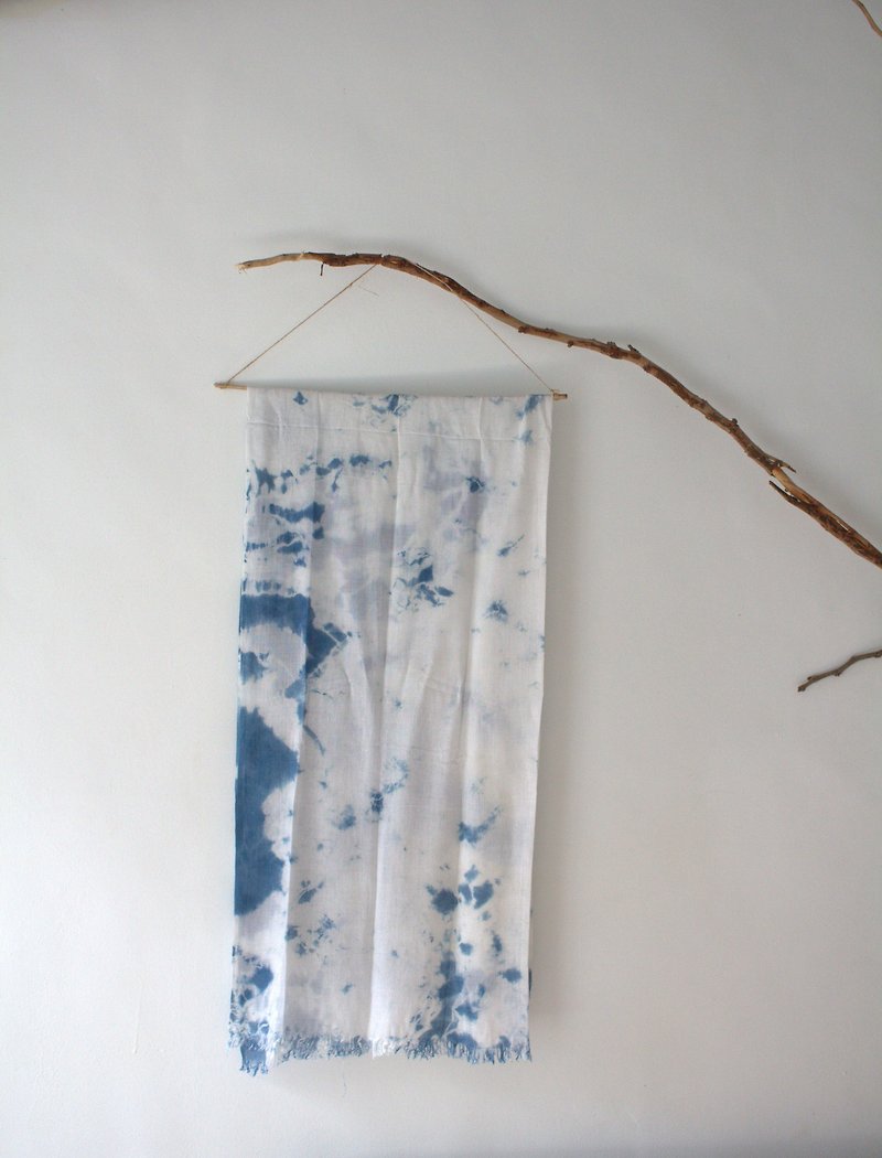 Exclusive order - free to stain isvara sky cloud dyed cotton scarf spring come! - ผ้าพันคอ - ผ้าฝ้าย/ผ้าลินิน สีน้ำเงิน