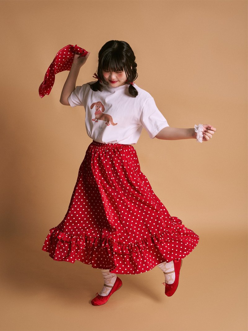 Unicutie Ordinary cute polka dot red skirt - กระโปรง - วัสดุอื่นๆ สีแดง