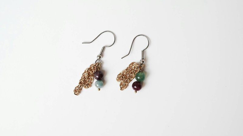 Golden Age [X] handmade natural stone earrings - Earrings & Clip-ons - Other Metals 