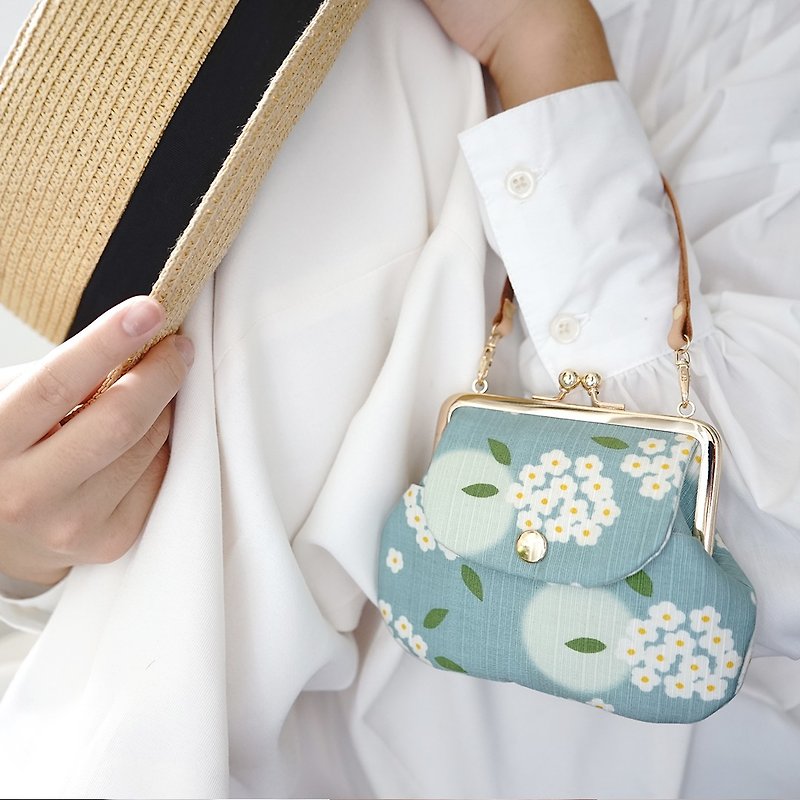Furoshiki Creative Pocket Kiss Lock Bag- Fresh and Natural Yuzu Flower | Coin Purse - กระเป๋าสตางค์ - ผ้าฝ้าย/ผ้าลินิน 