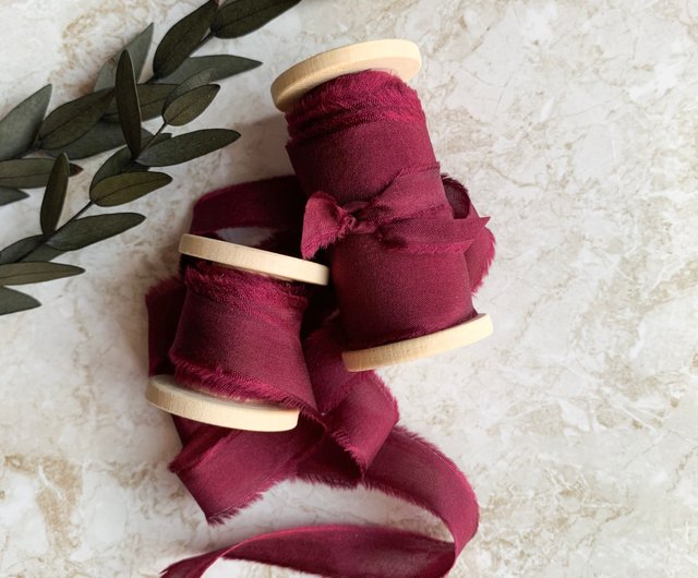 Deep Red Silk Ribbon / Hand Dyed Silk ribbon on Wood Spool - Shop  KrasnovaSilk Gift Wrapping & Boxes - Pinkoi