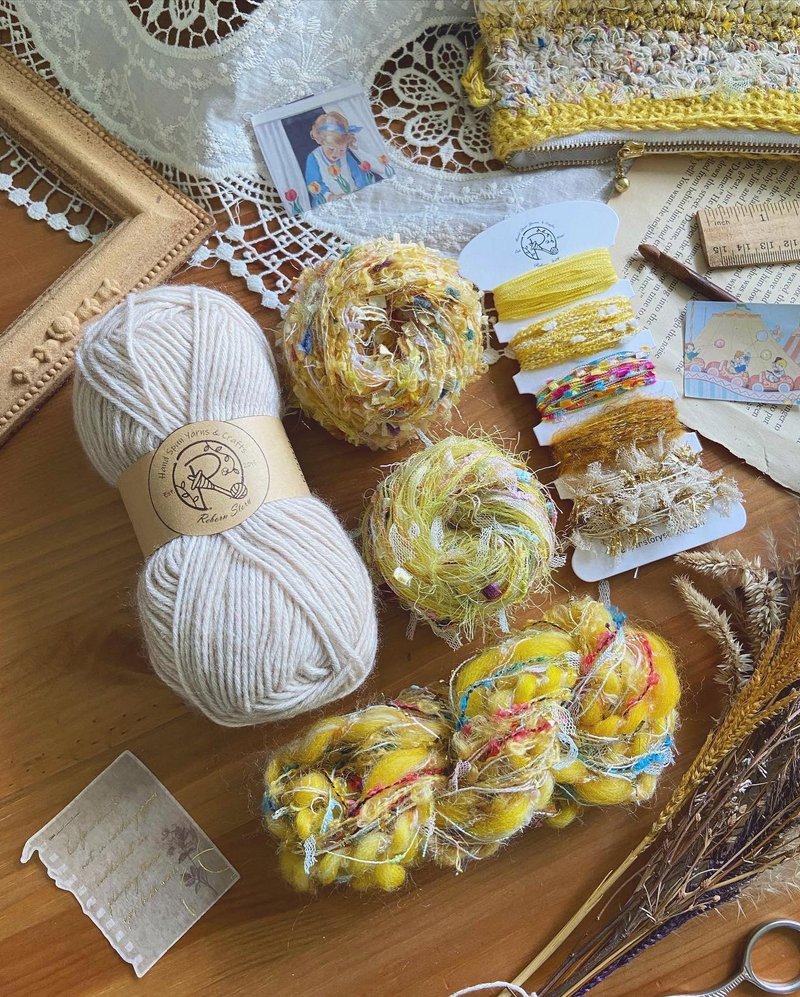 Limited Edition Textured Colored Yarn Material Gift Box Set (Tropical Paradise) - Knitting, Embroidery, Felted Wool & Sewing - Other Materials Yellow