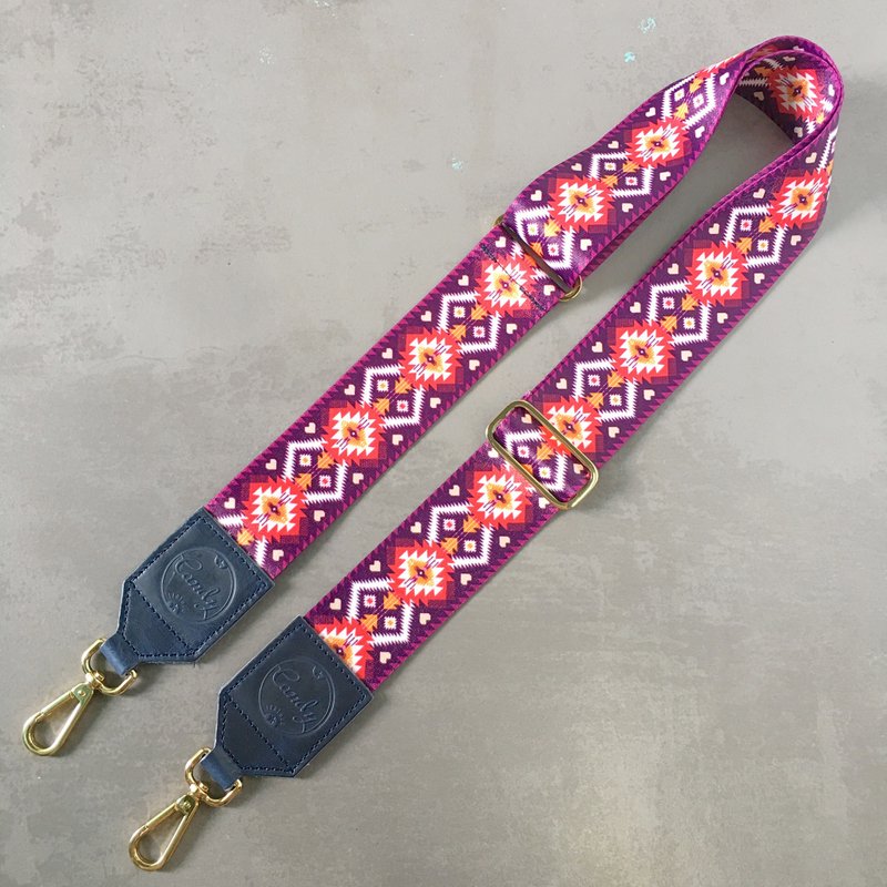 Navy Genuine Leather  Bag Strap - Other - Cotton & Hemp Blue