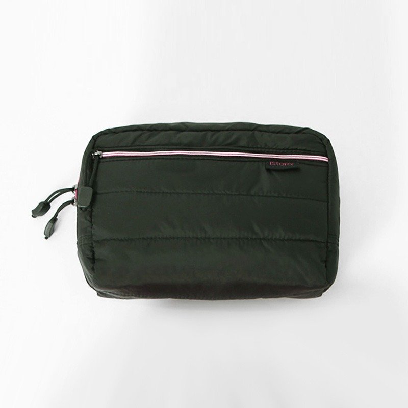 Cosmetic bag (large). Black ╳ Peach - กระเป๋าเครื่องสำอาง - วัสดุอื่นๆ สีดำ