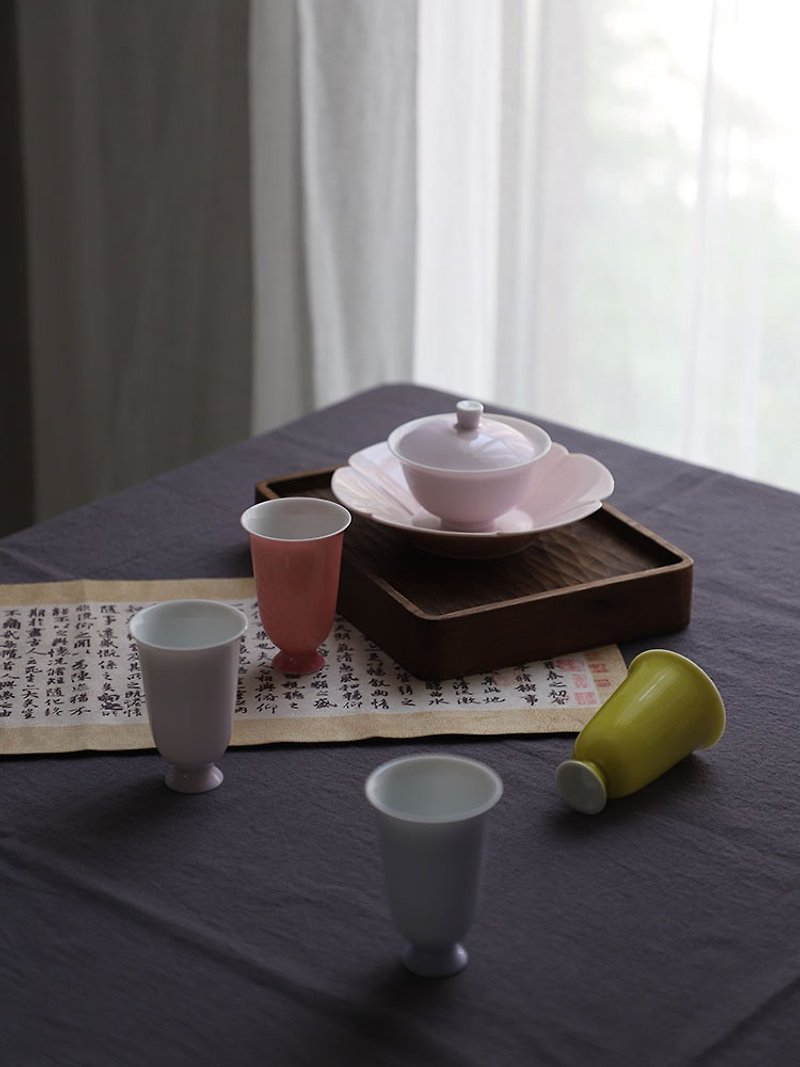 糖果色 高足品杯 聞香杯 喝茶杯 80ml 高溫顏色釉 手工中式茶器 - 茶具/茶杯 - 瓷 粉紅色