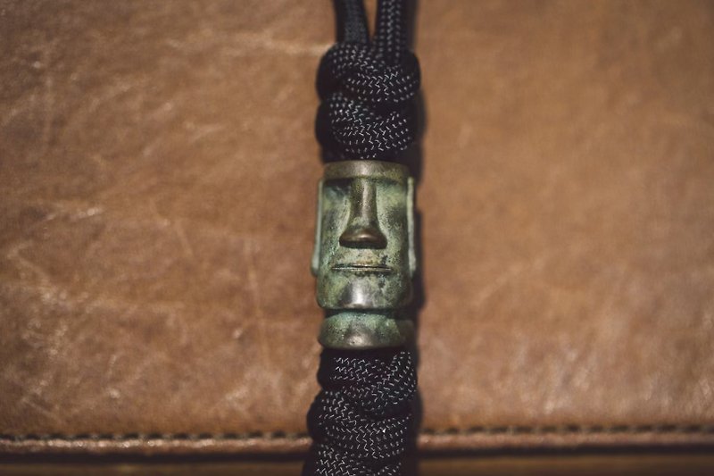 Easter Island Stone Statue Bronze Paracord Knife lanyard bead EDC DIY - Keychains - Copper & Brass Khaki