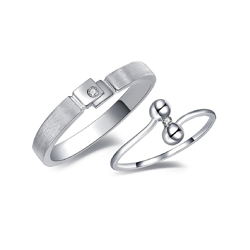 Diamond with 316L Stainless Steel Ring Casting Jewelry for Couple - แหวนคู่ - เพชร สีเงิน