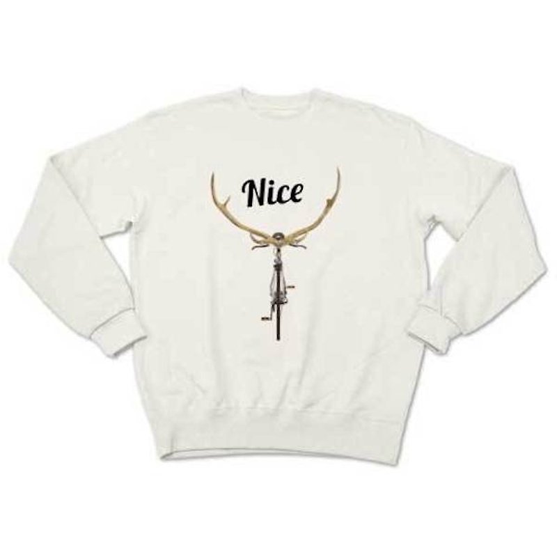 NICE DEER (sweat white) - เสื้อฮู้ด - ผ้าฝ้าย/ผ้าลินิน ขาว