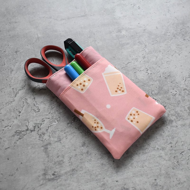 Double-layer pocket doctor gown pencil case_Pearl milk tea - กล่องดินสอ/ถุงดินสอ - ไนลอน สึชมพู