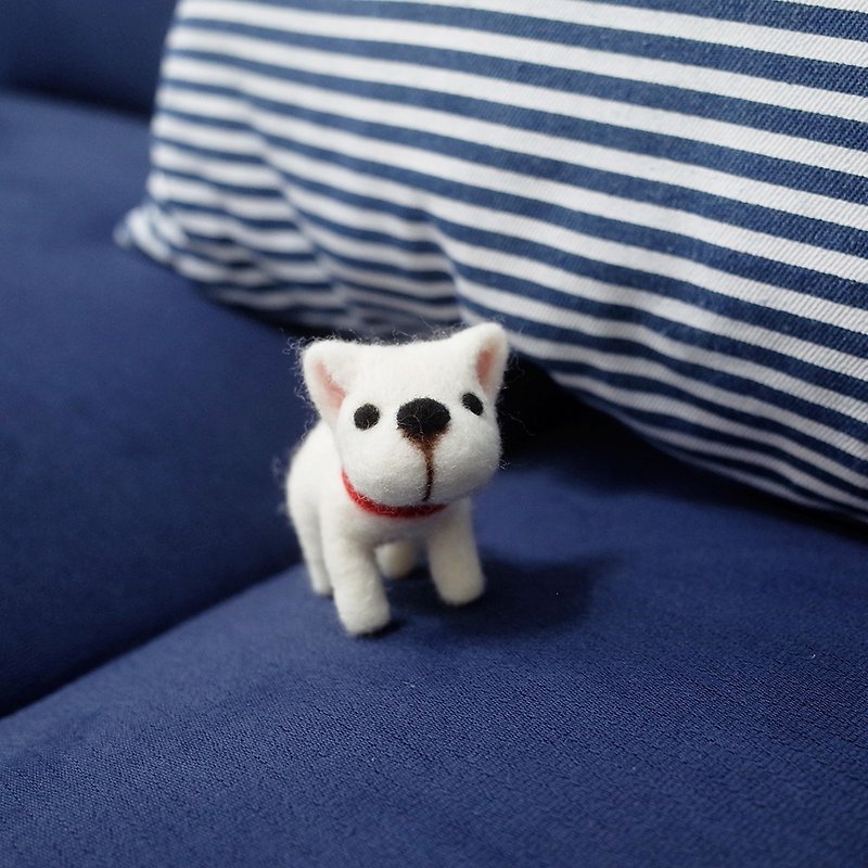 【Q-cute】 dog series - Meng Dan bulldog - ที่ห้อยกุญแจ - ขนแกะ ขาว