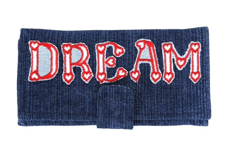 Wildest Dream Denim Wallet - กระเป๋าสตางค์ - ผ้าฝ้าย/ผ้าลินิน 