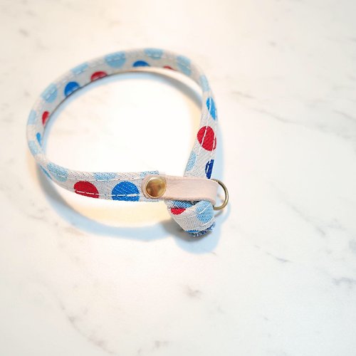 Michu Pet Collars #美珠手作 限量 貓 項圈 撞色點點 藍紅 雙面可配戴 可加購吊牌 附鈴鐺