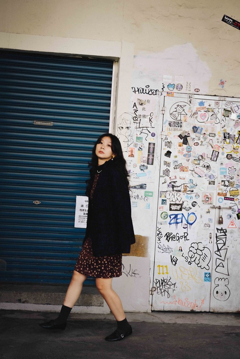 純情百貨行 Vintage 古著 古著外套 黑夜藍星毛料西裝外套 SU16 - 女西裝外套 - 羊毛 黑色