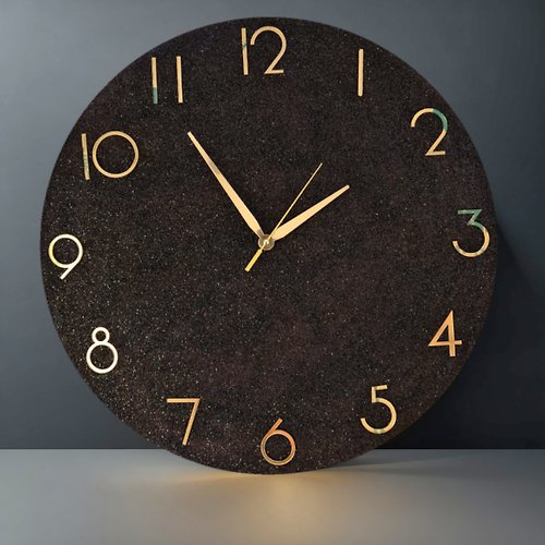 Artdilia Large black stone wall clock 50 cm Modern wall clock Unique clock Silent clock