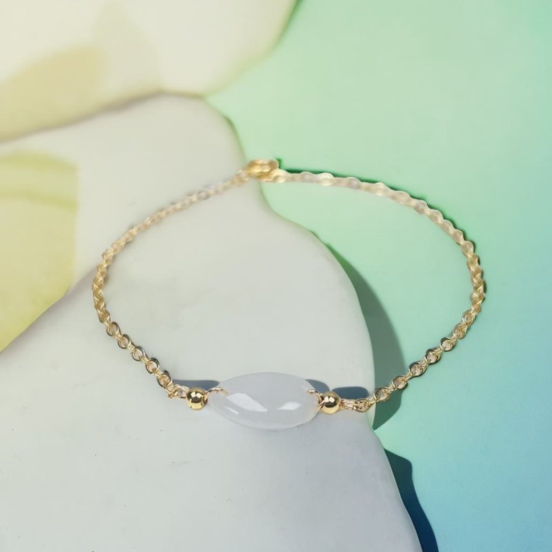 Ice-type free-form jade bracelet 14K gold-plated | Natural Burmese A-grade jade | Gift - Bracelets - Jade Transparent