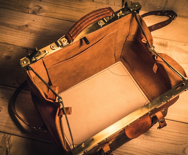 Handmade Classical Doctor Bag/Grey Doctor Bag/Gladstone Bag - Shop MR.  BOBBER LEATHER WORKS Briefcases & Doctor Bags - Pinkoi