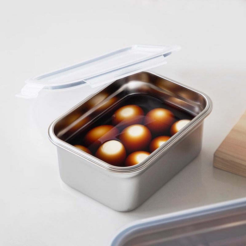 Japan Frost Mountain Snap-On 304 Stainless Steel Fresh-Preserving Container (With Lid) - 1.6L - 3 Pieces - กล่องข้าว - สแตนเลส สีเงิน