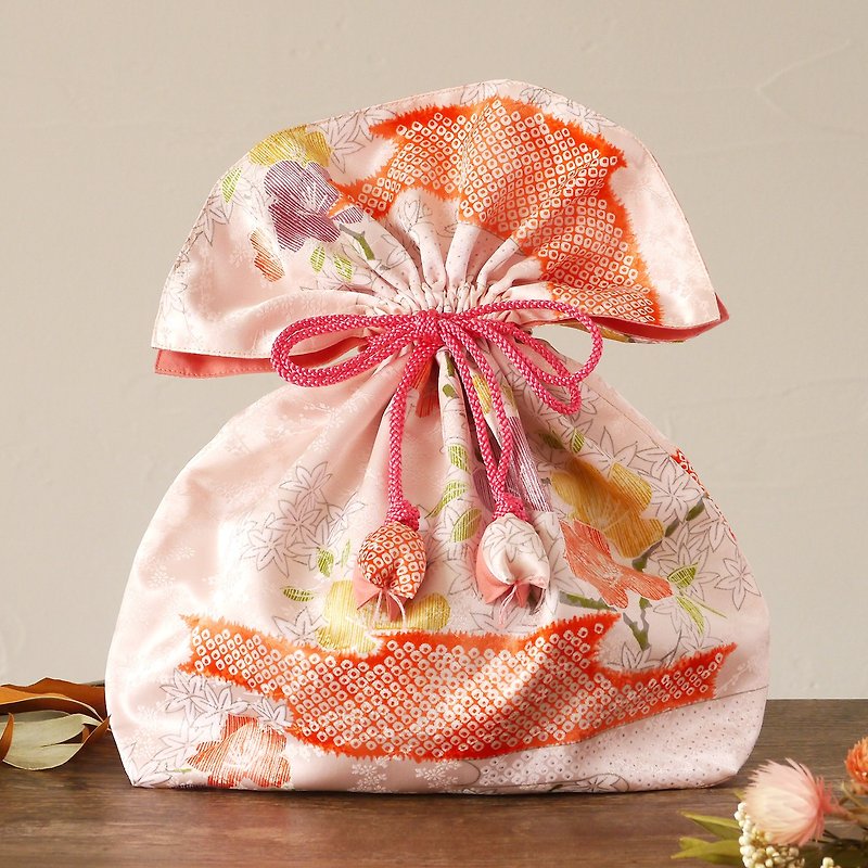 Kimono purse FUGURO large size that brings happiness - กระเป๋าเครื่องสำอาง - ผ้าฝ้าย/ผ้าลินิน สึชมพู