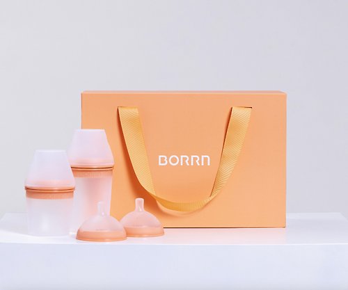 BORRN 【英國設計製造】寶寶彌月禮盒 BORRN嬰兒矽膠禮盒 食品級 珊瑚橙