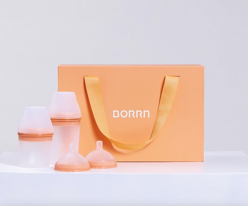 BORRN 【英國設計製造】寶寶彌月禮盒 BORRN嬰兒矽膠禮盒 食品級 珊瑚橙