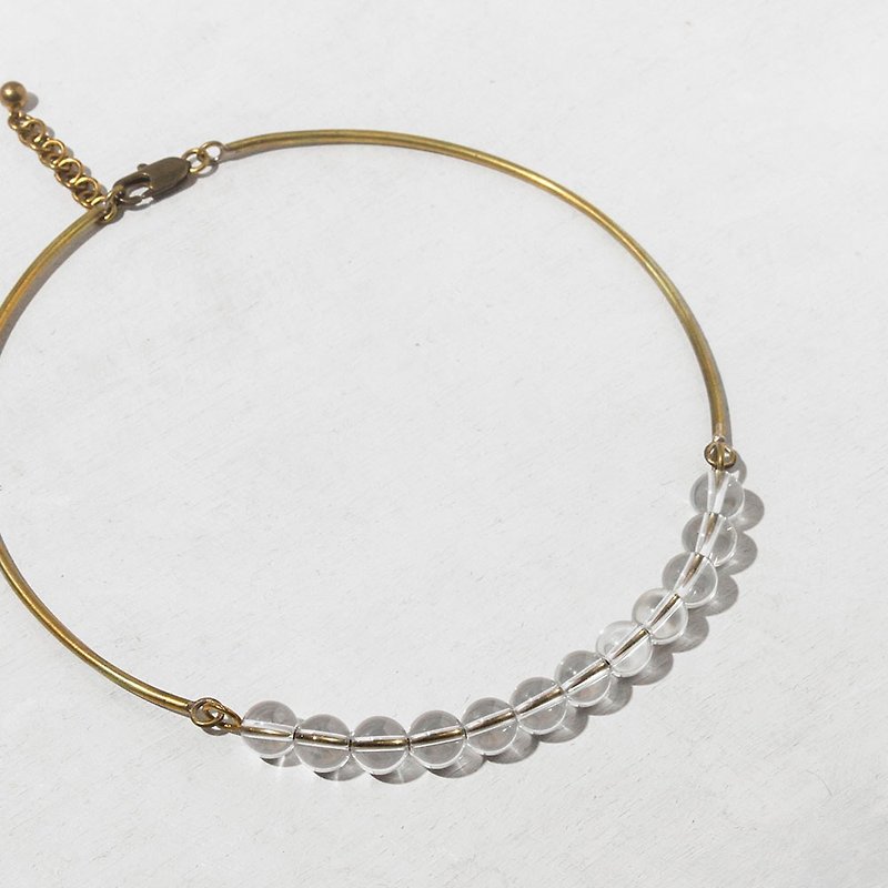 Transparent crystal bead brass adjustable collar - สร้อยคอ - เครื่องเพชรพลอย สีใส