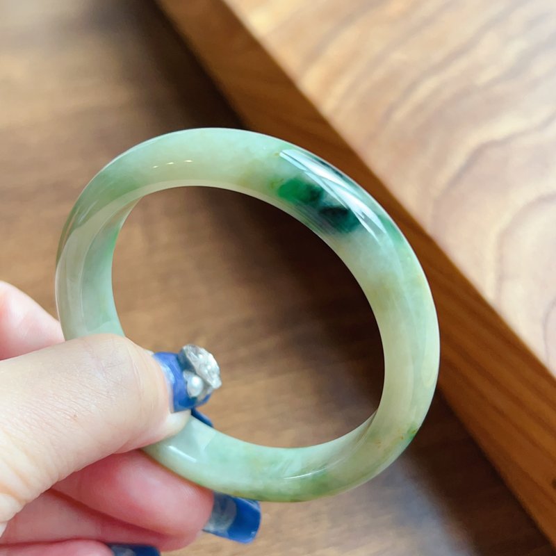 Three-color jade peace bracelet | 18.5 girth | Natural Burmese jade jade A goods | Gifts - สร้อยข้อมือ - หยก หลากหลายสี