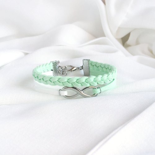 Anne Handmade Bracelets 安妮手作飾品 Infinity 永恆 手工製作 雙手環-清沁綠 限量