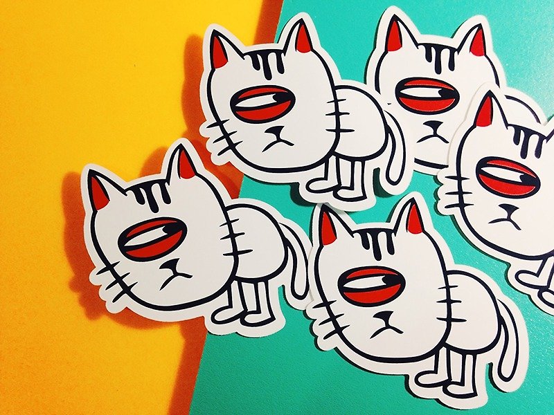 Eyelid Cat / Sticker - สติกเกอร์ - วัสดุกันนำ้ ขาว