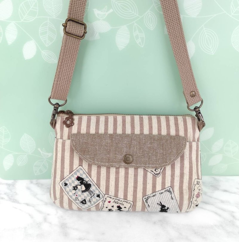 手機隨身包-愛麗絲 - 側背包/斜背包 - 棉．麻 