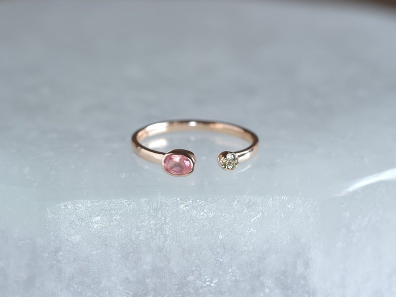 K10 spretta ring Rhodochrosite peridot - แหวนทั่วไป - เครื่องเพชรพลอย สึชมพู