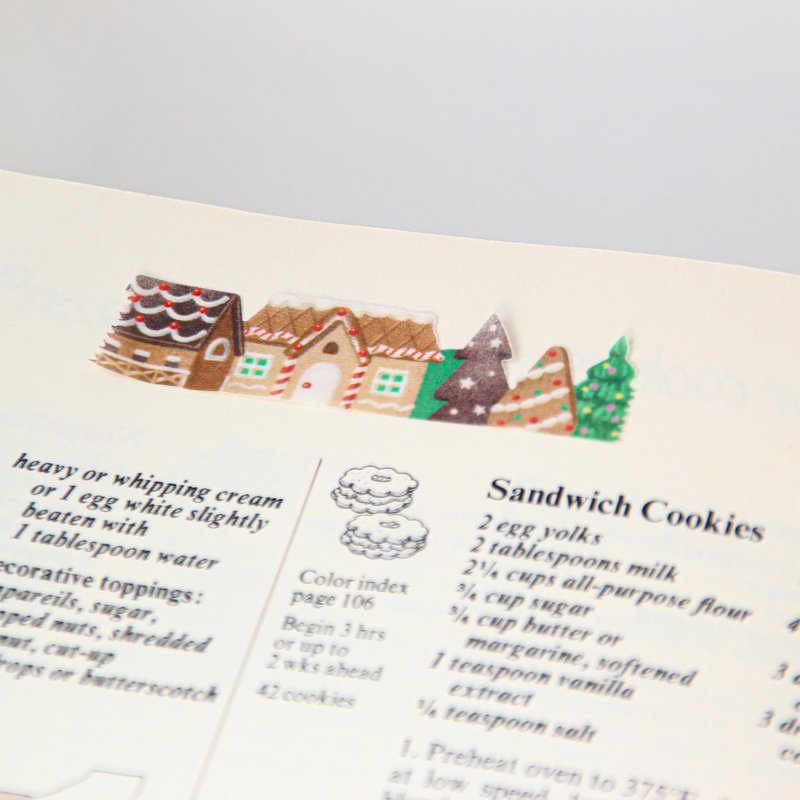 Gingerbread House Die-cut Masking Tape - มาสกิ้งเทป - กระดาษ สีนำ้ตาล