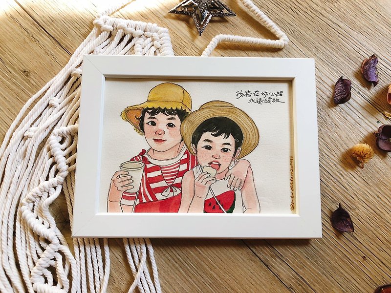 People Portrait 7-inch portrait friendship gift for two persons - Customized Portraits - Paper 