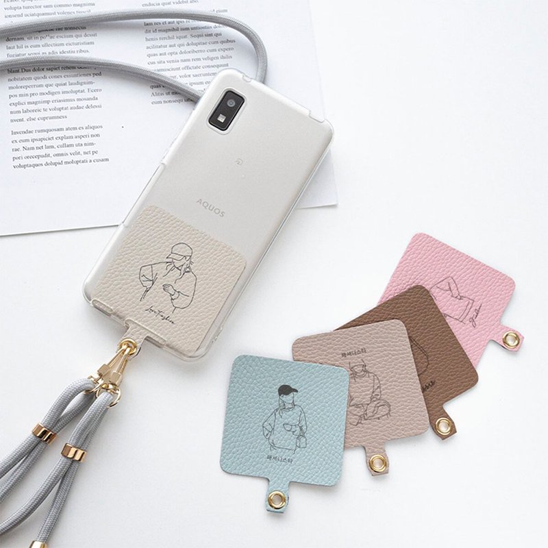 ストラップホルダー 【 Simple デザイン - fashion ‐ 】 スマホショルダー くすみカラー 韓国風 FE06U - 手機殼/手機套 - 真皮 藍色