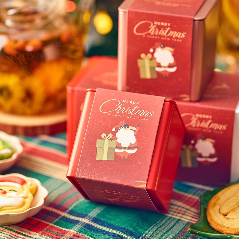 聖誕禮物推薦 (預算30內) 聖誕方形禮罐 花茶 曲奇 薑餅人 - 曲奇/餅乾 - 其他金屬 紅色