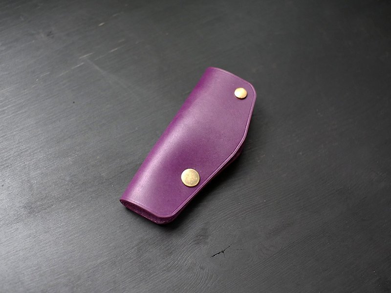 [Promotion] Genuine leather single key case-purple [Engraved leather in Frederic area] - Keychains - Genuine Leather Purple