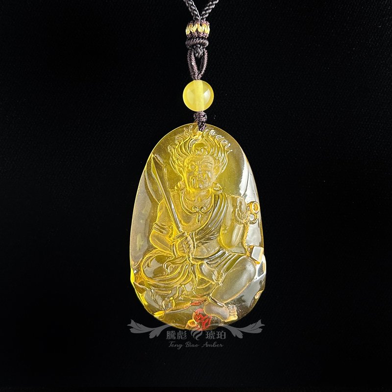 騰彪琥珀 天然波羅的海 黃金琥珀 不動明王 巧匠茂師作品 繩鍊 - 項鍊 - 半寶石 黃色