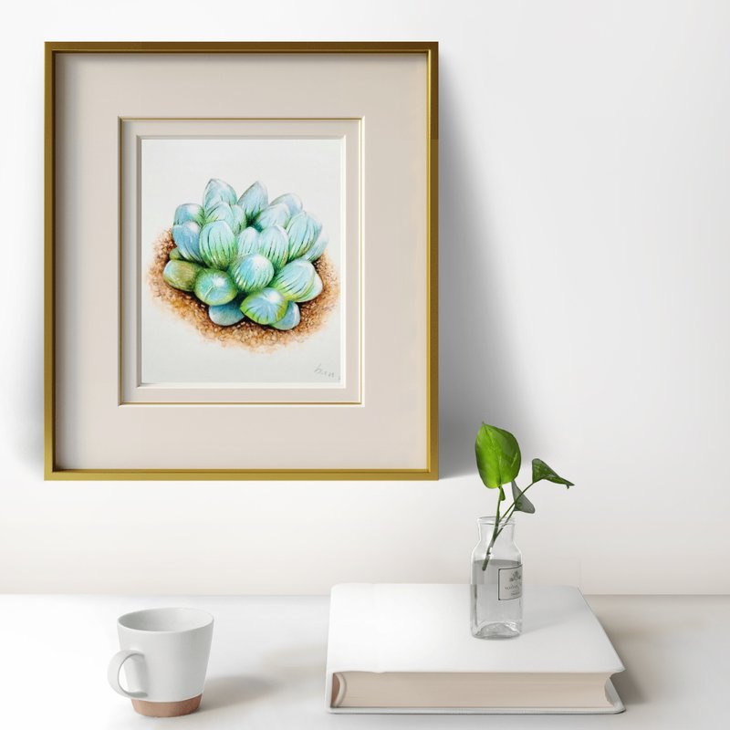 Hand drawn succulent plant paintings - ของวางตกแต่ง - กระดาษ 