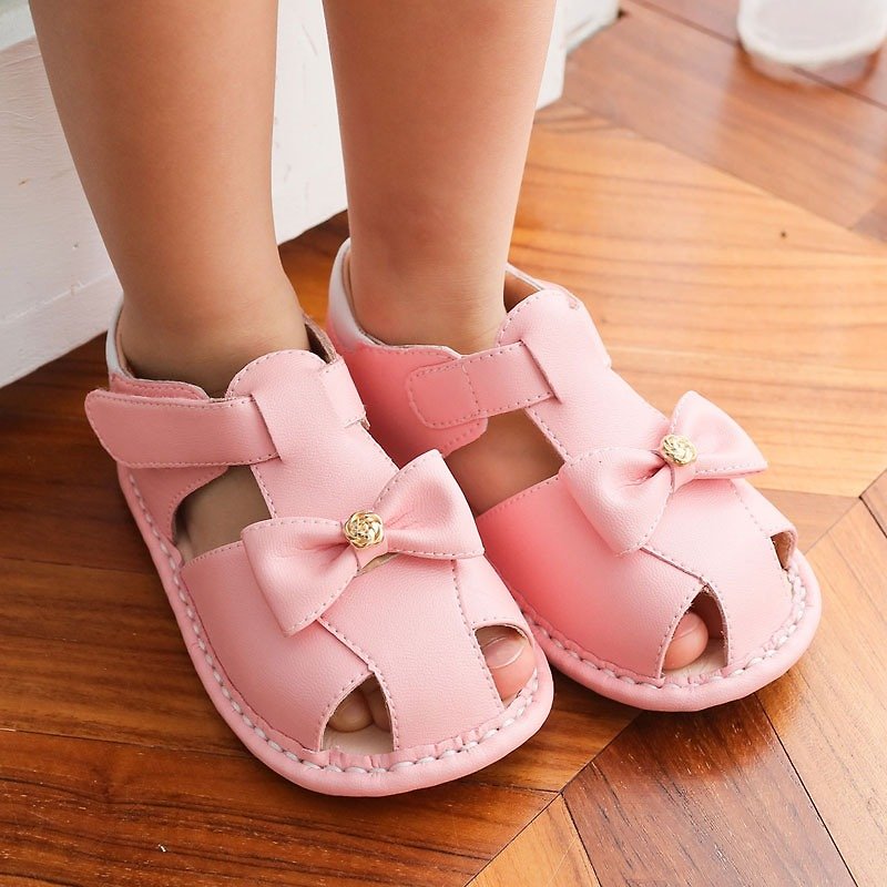 (0 yard special) 蔷葳 bow baby sandals - rose powder 12.5 - รองเท้าเด็ก - หนังแท้ สึชมพู