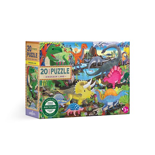 eeBoo 台灣總代理 eeBoo 20片拼圖 - 恐龍天地 Dinosaur Land 20 Piece Puzzle