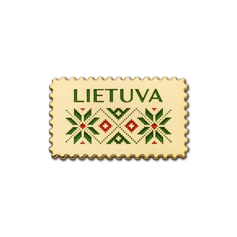 Enamel Pin Post Stamp Lietuva - 徽章/別針 - 琺瑯 金色