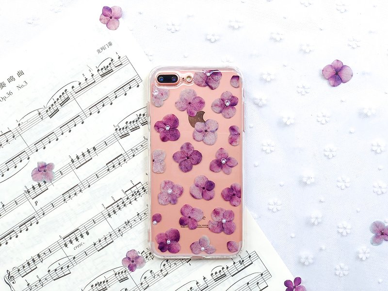 满满 绣球花 • Hydrangea Handpressed Flower Phone Case - เคส/ซองมือถือ - พืช/ดอกไม้ สีม่วง