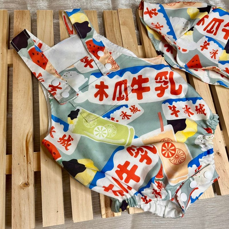 木瓜牛奶小孩吊帶褲包屁衣 - 包屁衣/連身衣 - 棉．麻 綠色