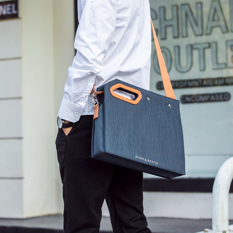 Square Clutch Bag Briefcase Computer Bag File Bag Light About Personality - Limited Launch - Gray Blue - กระเป๋าคลัทช์ - วัสดุอื่นๆ สีเทา